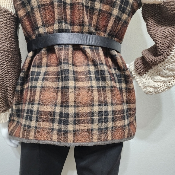 Jodifl Plaid Fleece Renaissance Long Open Vest Size M - Picture 4 of 10